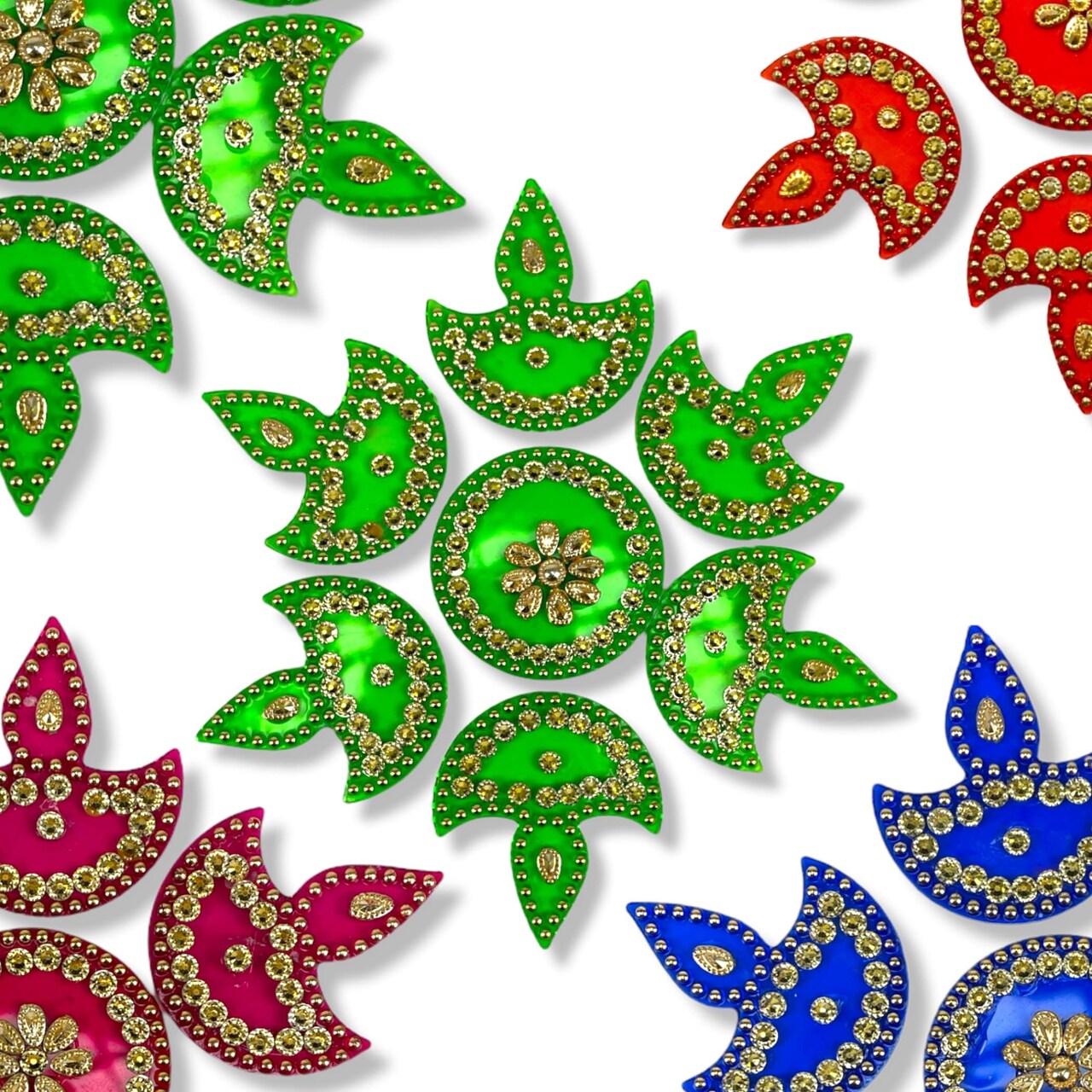Diya Floor Rangoli Indian Traditional Handmade Reusable 6.5 Inches Acrylic Diya Rangoli Diwali Navratri Home Temple Decor Floor Table Decoration - Deepawali Wedding Housewarming Gift